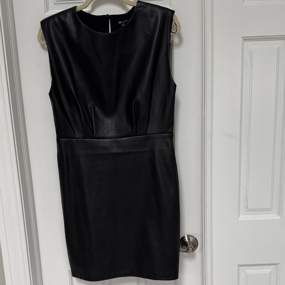 Versona Black Faux Leather Mini Dress